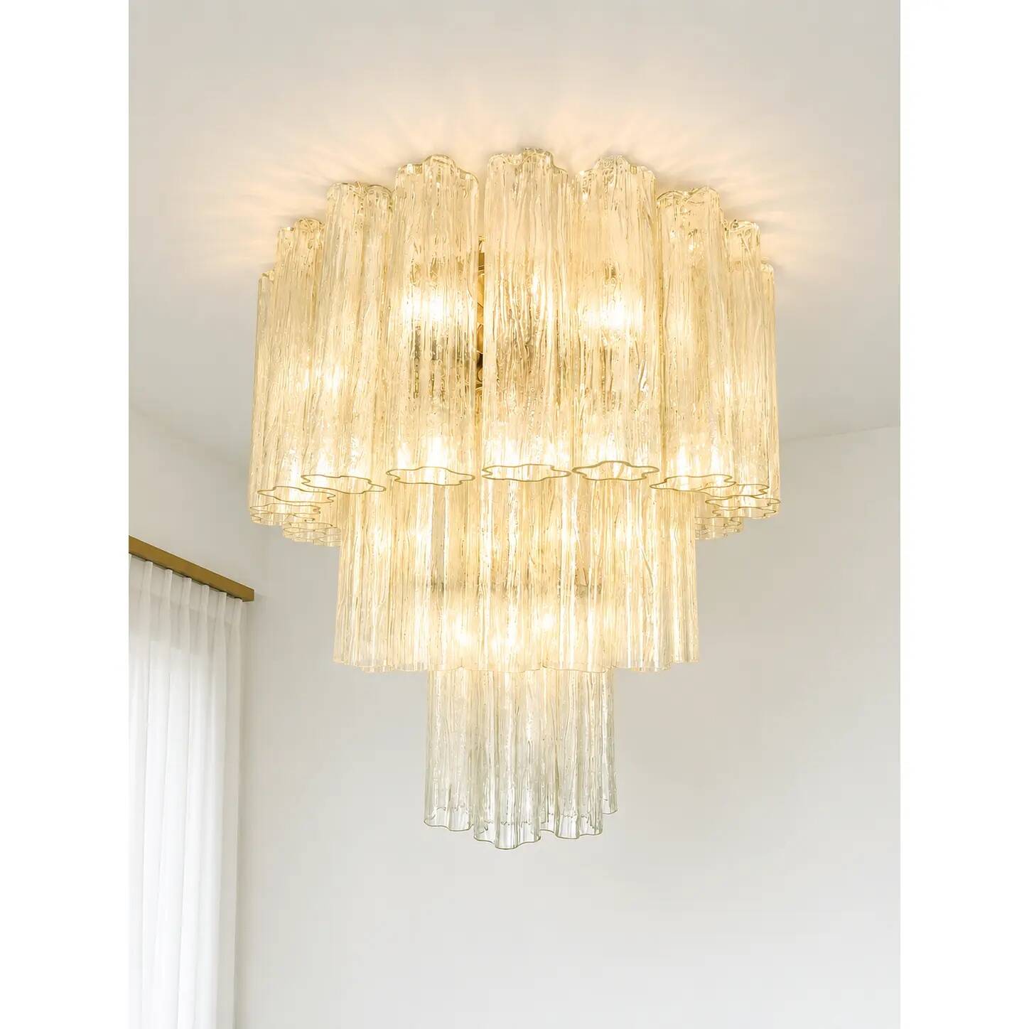 Italian Murano Glass Flush Mount with “Tronchi” Design