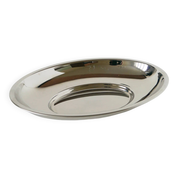 Corbeille en inox, fabriquée en France, design, 1970 - 33 x 22 cm