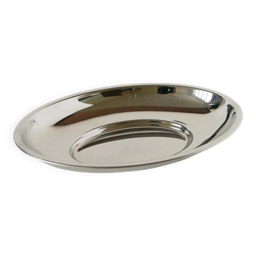 Stainless steel bin, made in France, design, 1970 - 33 x 22 cm
