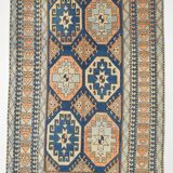 Tapis persan bleu fait main unique 6x11, 188x328Cm