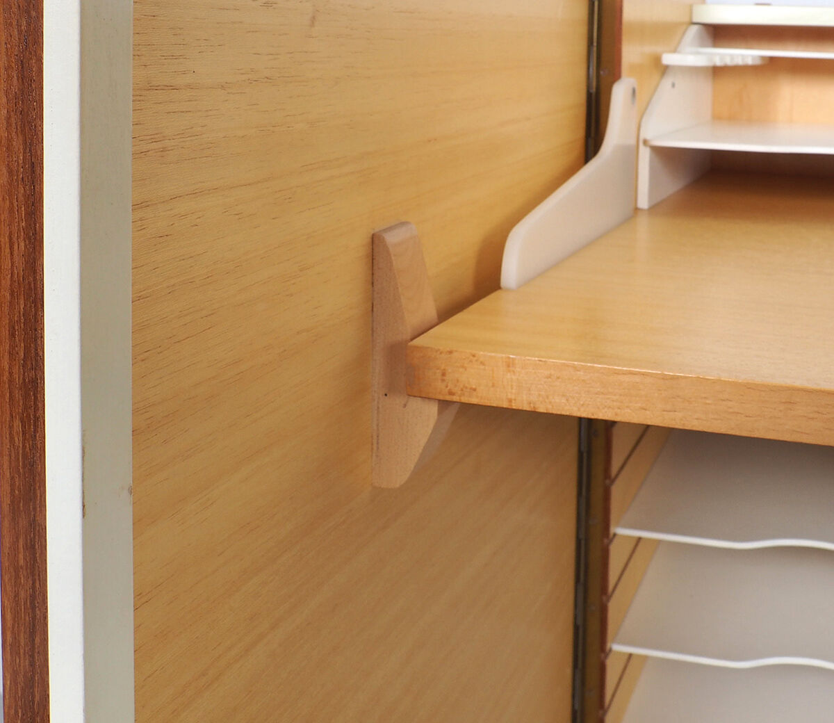 Vintage teak desk in cabinet, 1960s