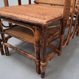 Rare Vintage Bauhaus Rattan & Bamboo Chair with Ottoman by Erich Dieckmann