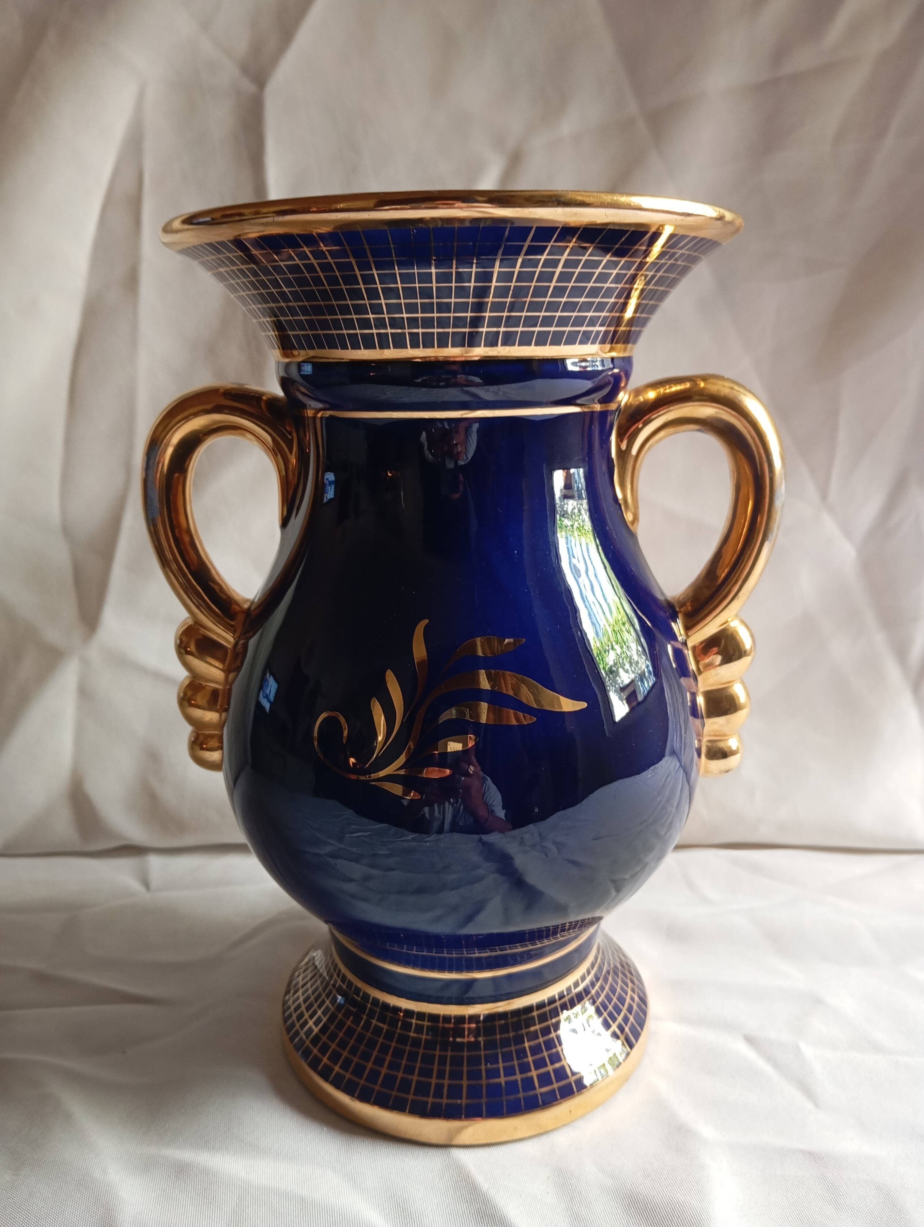 Vintage "h.bequet" earthenware vase
