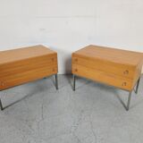 Paire de chevets scandinaves , bois et métal années 60