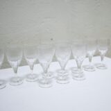 Series of 12 vintage red crystal wine glasses