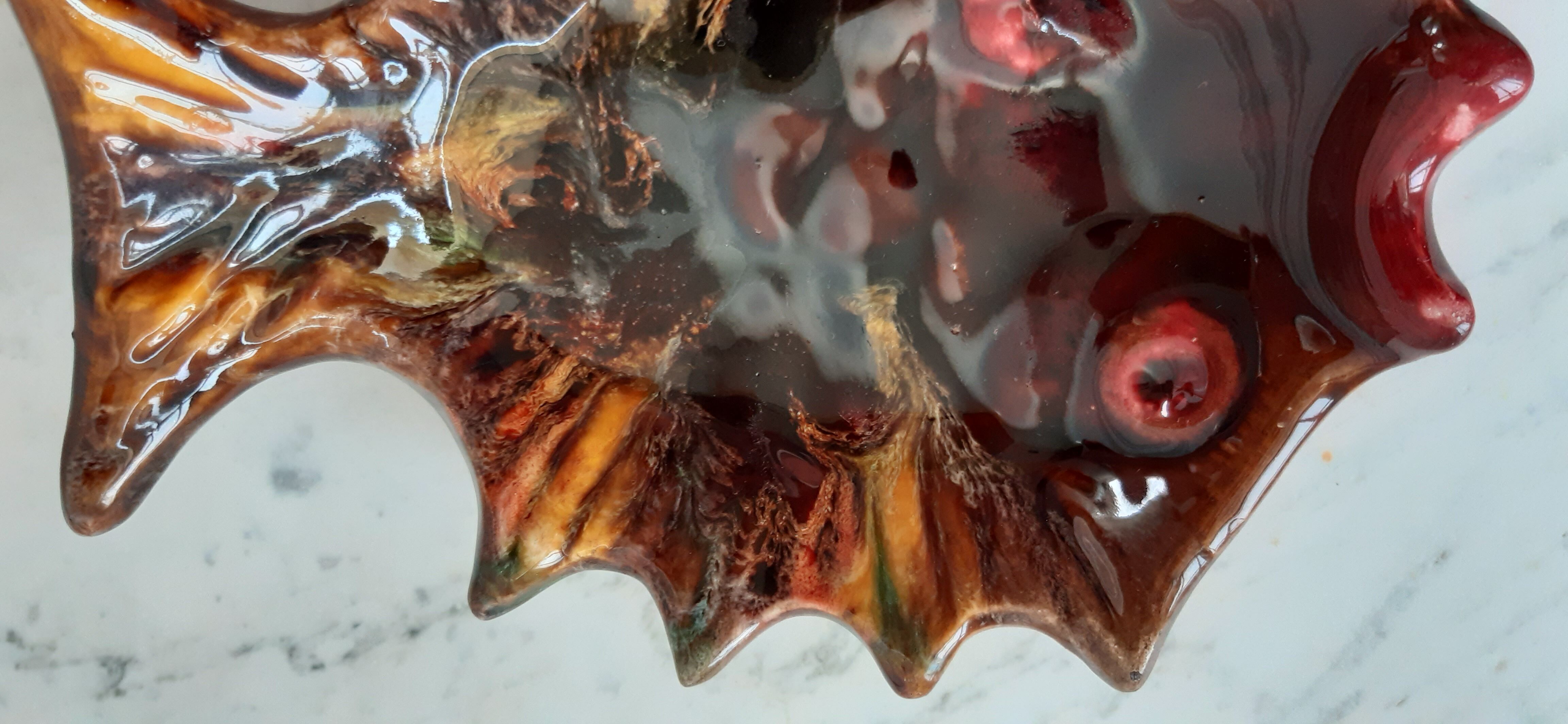 Empty ceramic fish bag Vallauris 70s