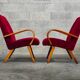 Pair of 6951 red velvet armchairs by Jaroslav Smidek for Ton
