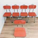 5 vintage Formica red chairs