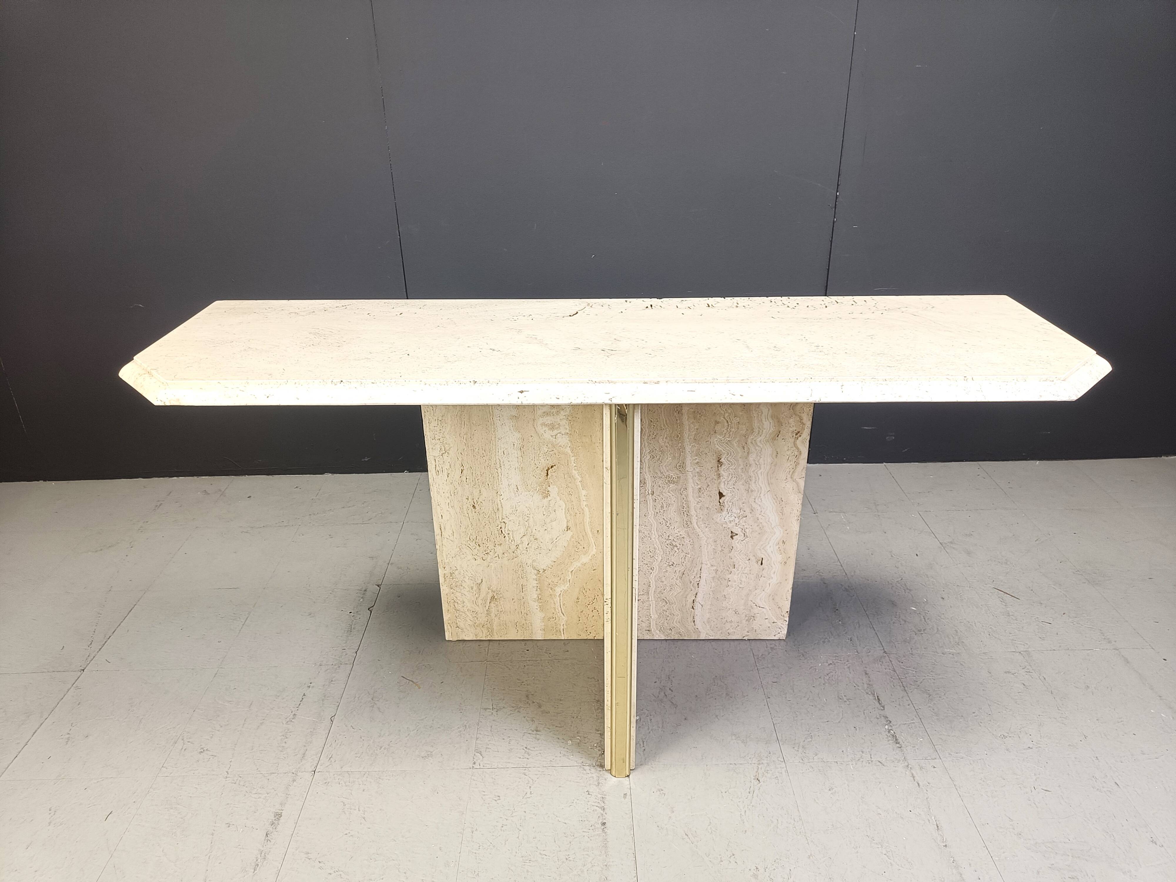 Vintage travertine console table, 1970s