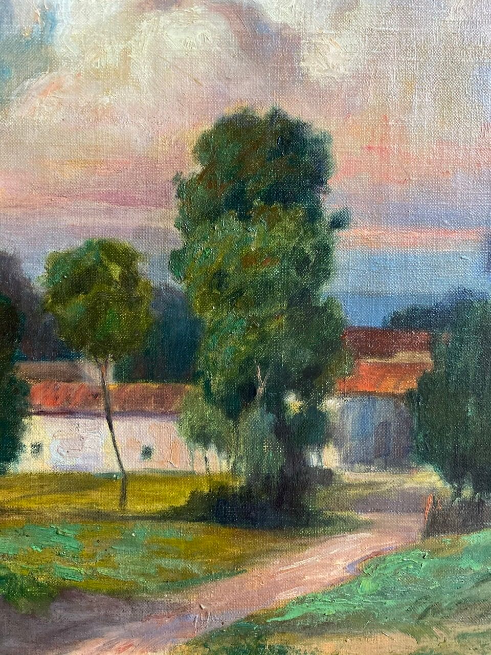 Tableau ancien paysage champêtre signé blain début xx siècle