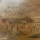 Louis XVI style marquetry pedestal table with removable top, 20th century