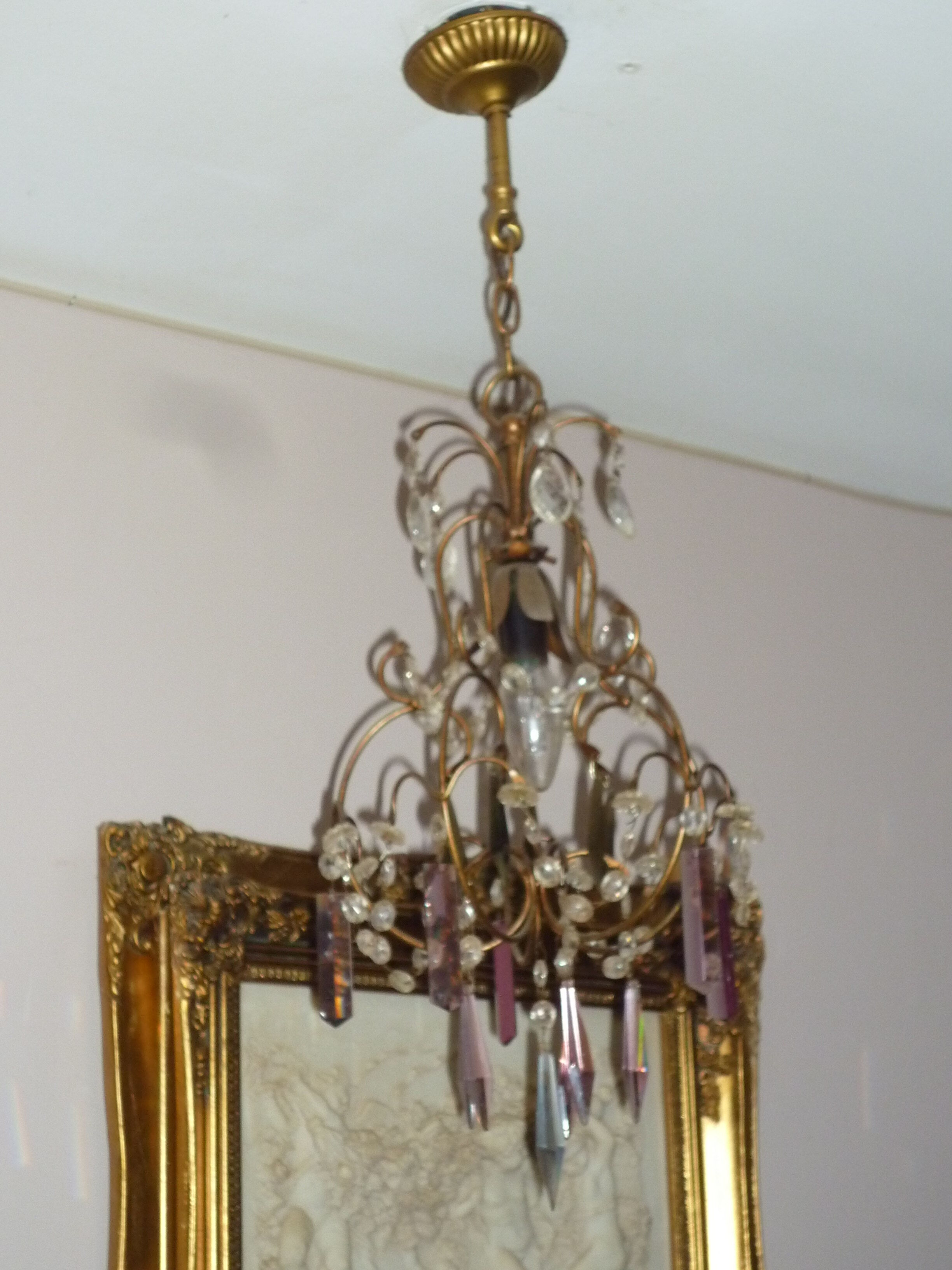 Lustre cristal / laiton avec pampilles