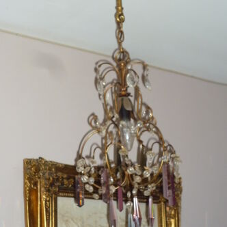 Lustre cristal / laiton avec pampilles