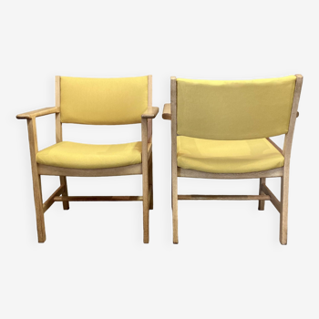 Suite de 2 fauteuils Hans Wegner "design scandinave" 1960.