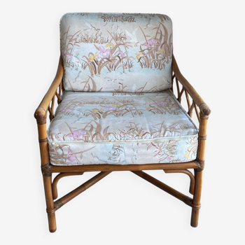 Vintage rattan and bamboo armchair