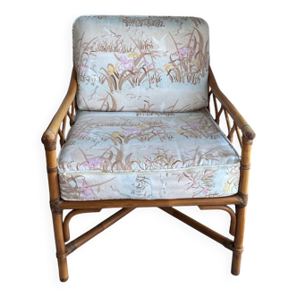 Vintage rattan and bamboo armchair