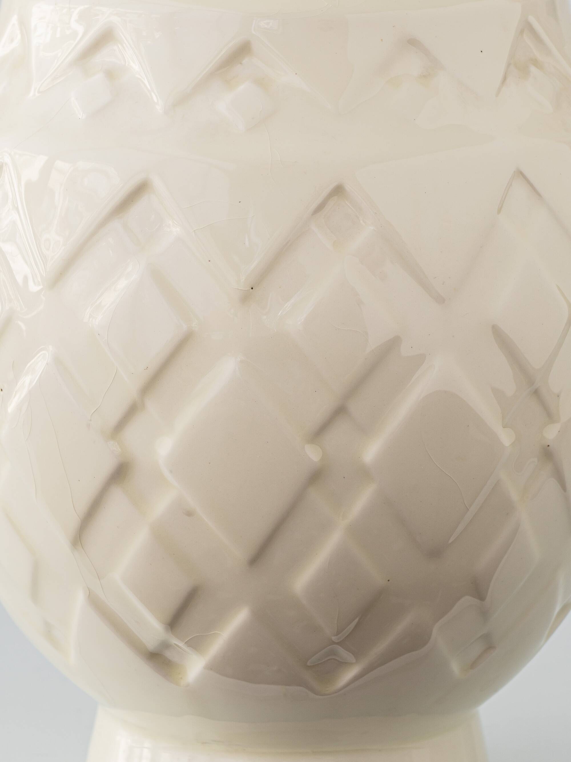 Charles Catteau Frères Keramis Pineapple Table Lamp, New Silk Shade