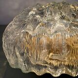Vintage globe wall or ceiling light in transparent molded glass