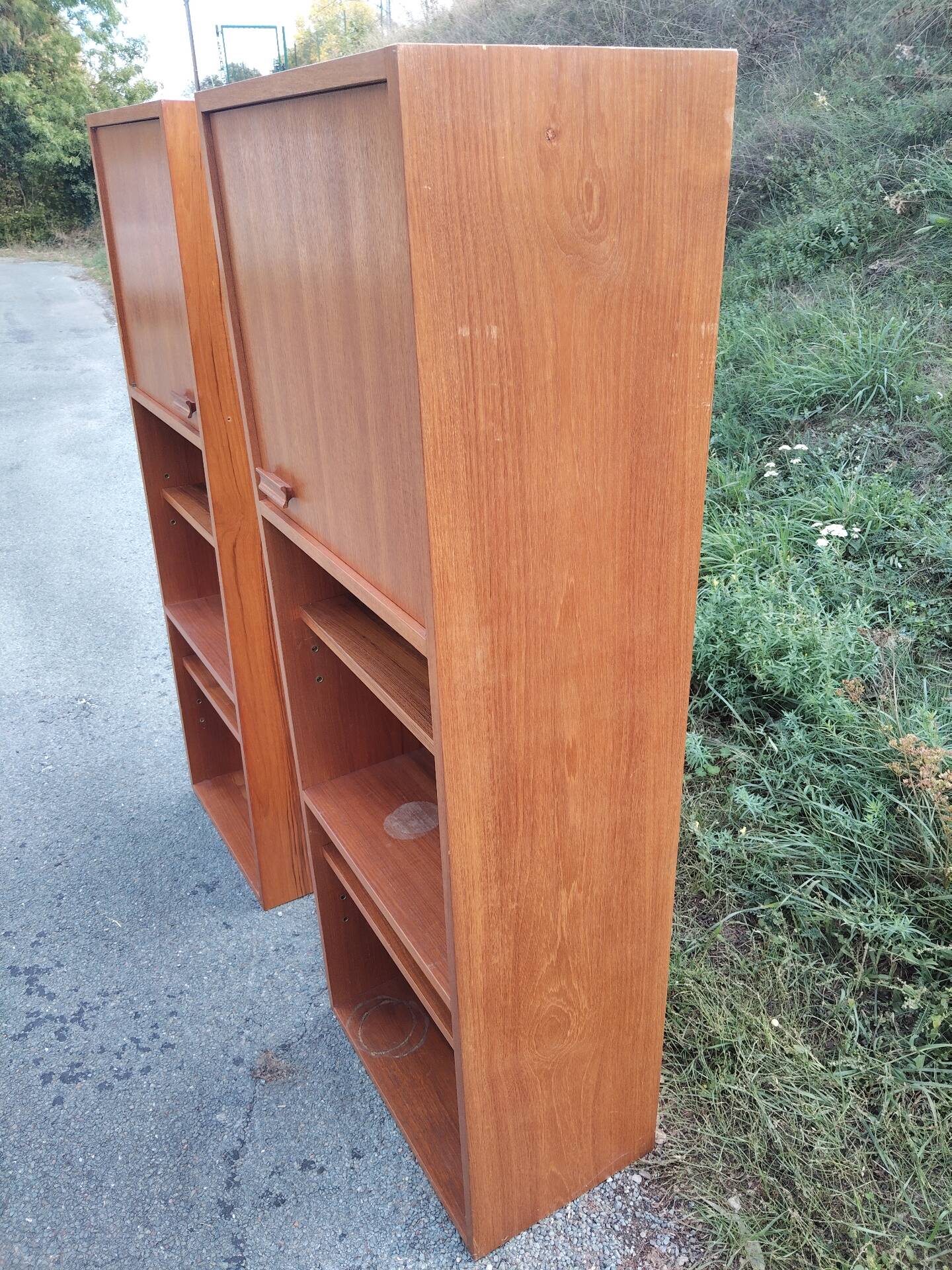 Pair of vintage column bookshelves from the 60s-70s Scandinavian style.
