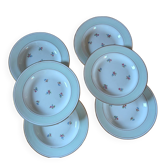 6 assiettes creuses en porcelaine opaque – années 1940-1950