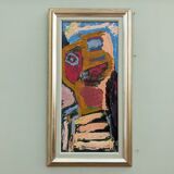 Mid-century modern "perception" swedish vintage abstract portrait oil painting framed