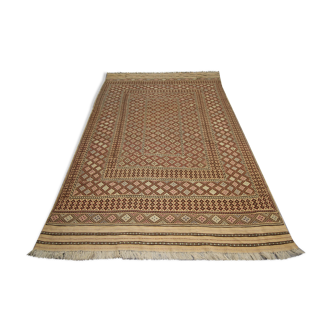 Antique afghan soumakh rug handmade oriental wool flat woven rug- 190x300cm