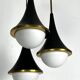 Mis-Century Stilnovo style pendant with three lights. Italy 1950s