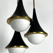 Mis-Century Stilnovo style pendant with three lights. Italy 1950s