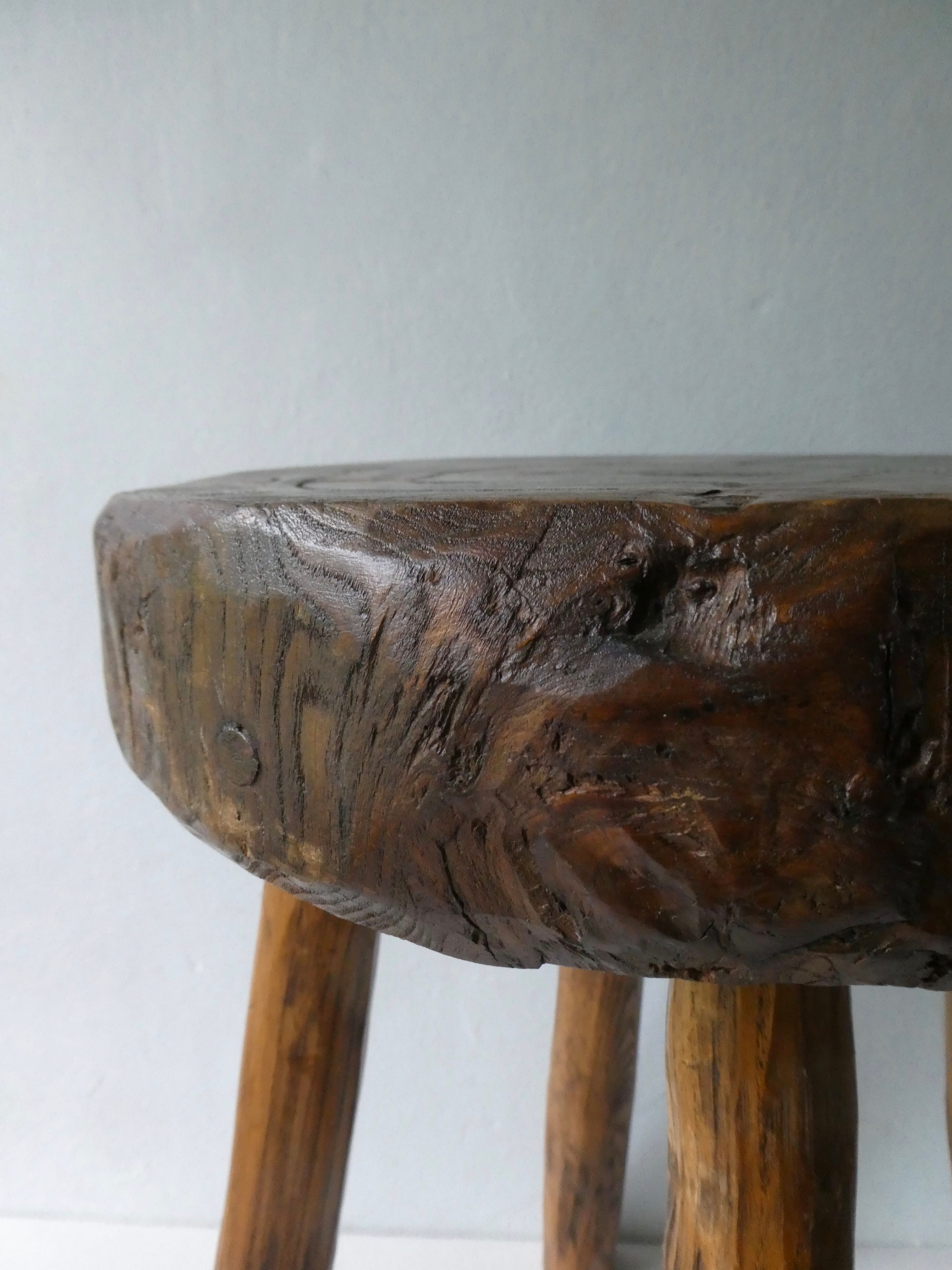 Stool in raw wood