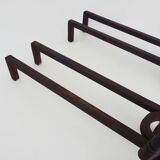 Large pair of wrought iron fireplace andirons. France, 19th century.