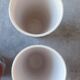 X5 enamelled ceramic mugs with abstract 60s decor
