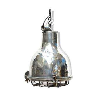 Cast aluminium  and screened glass hanging lamp