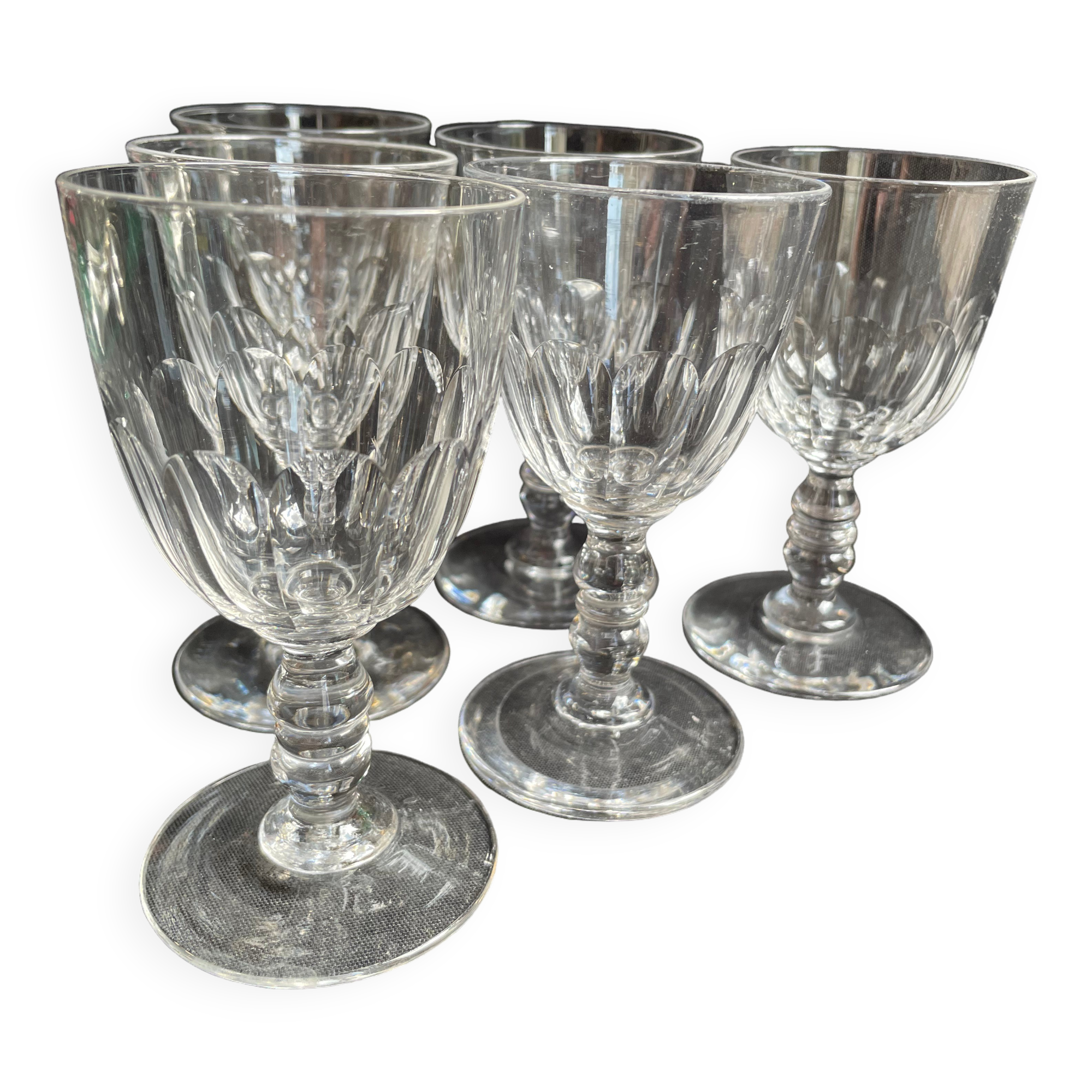 6 Baccarat Clermont 19th century cooked wine glasses