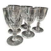 6 verres à vin cuit Baccarat modèle "Clermont", XIXème