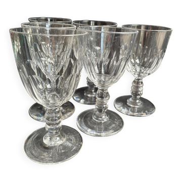 6 verres à vin cuit Baccarat modèle "Clermont", XIXème