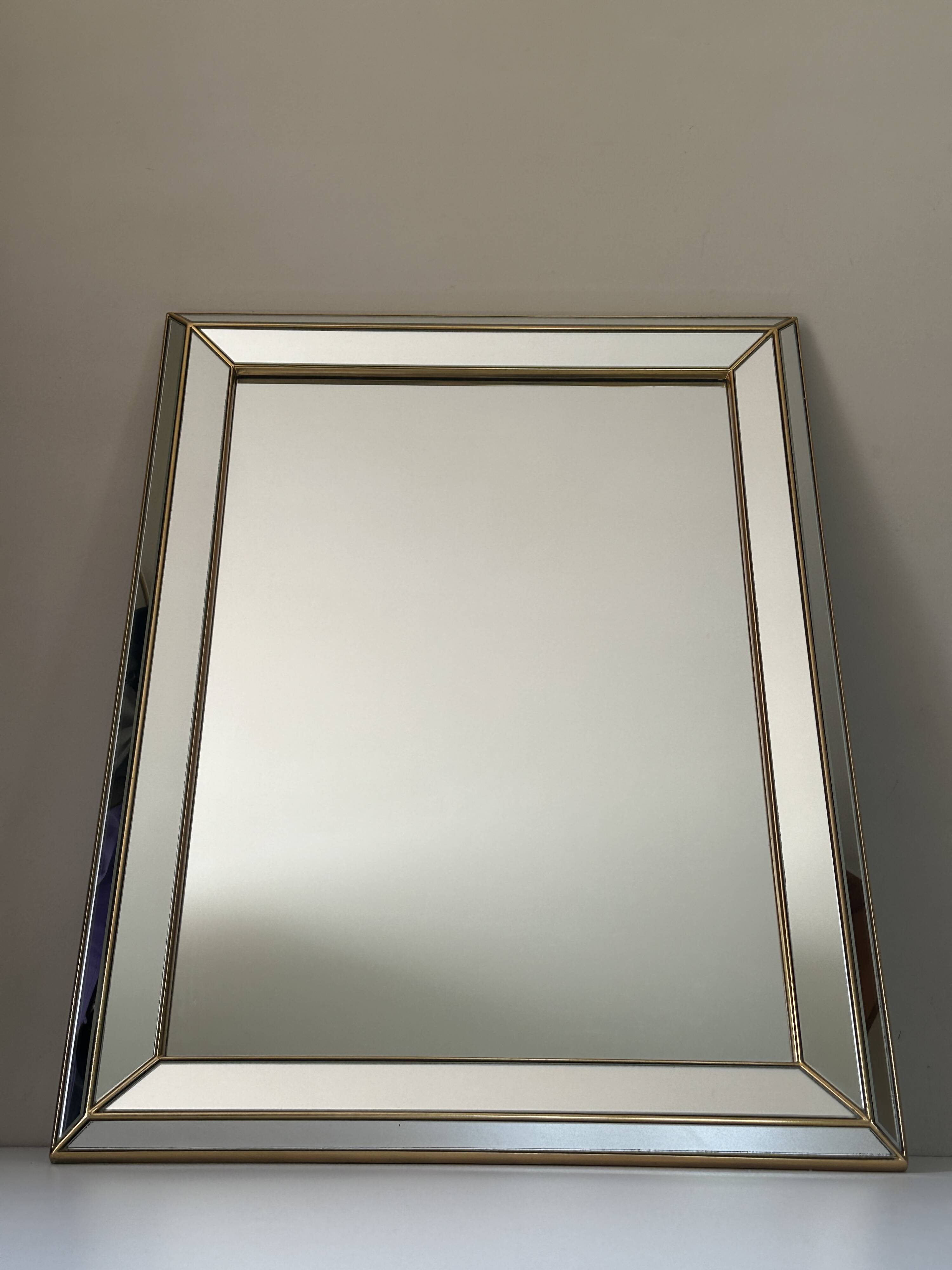 Mirror with glazing beads, Deknudt design, Belgium, 1970s
