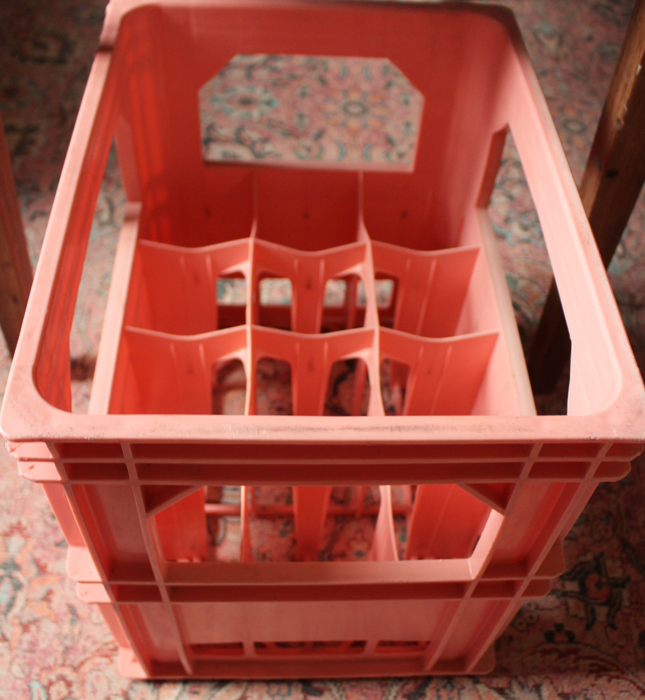 Locker 12 bottles Evian pink plastic