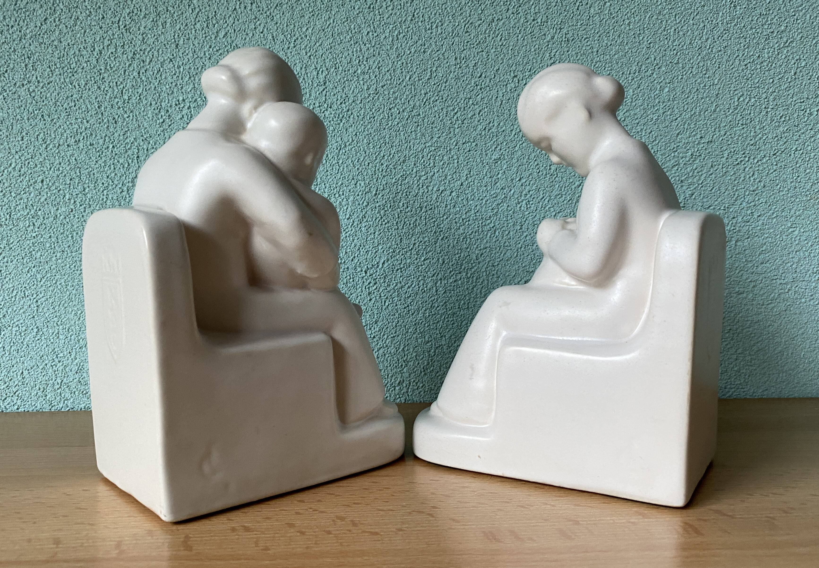 Dutch Schoonhoven ceramic bookends by Fancoise Carbius for NBC