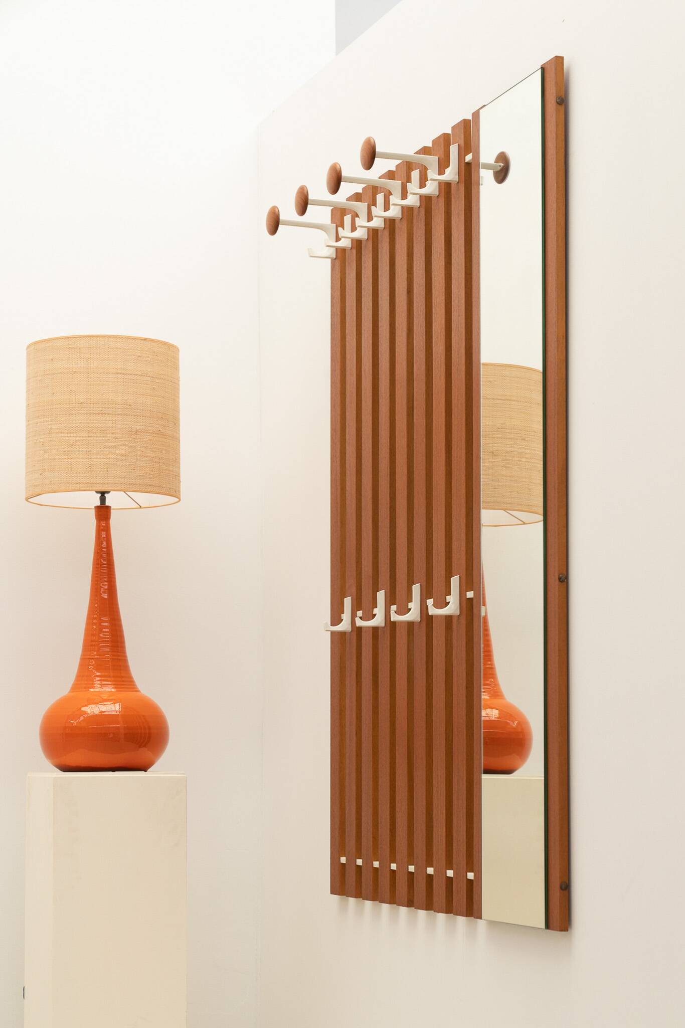 Orange ceramic table lamp, France 1970s