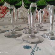 Lot de 9 verres à vin Saint-Louis non estampillés buvant vert Chartreuse