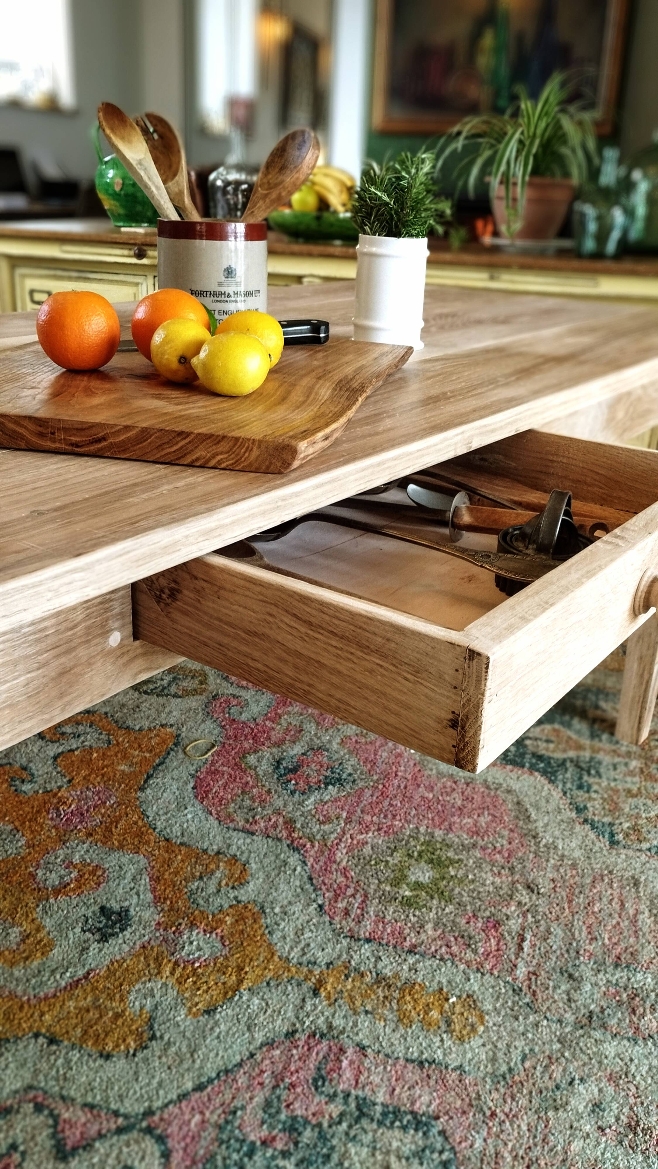 Solid oak farmhouse table 220 X 80 cm