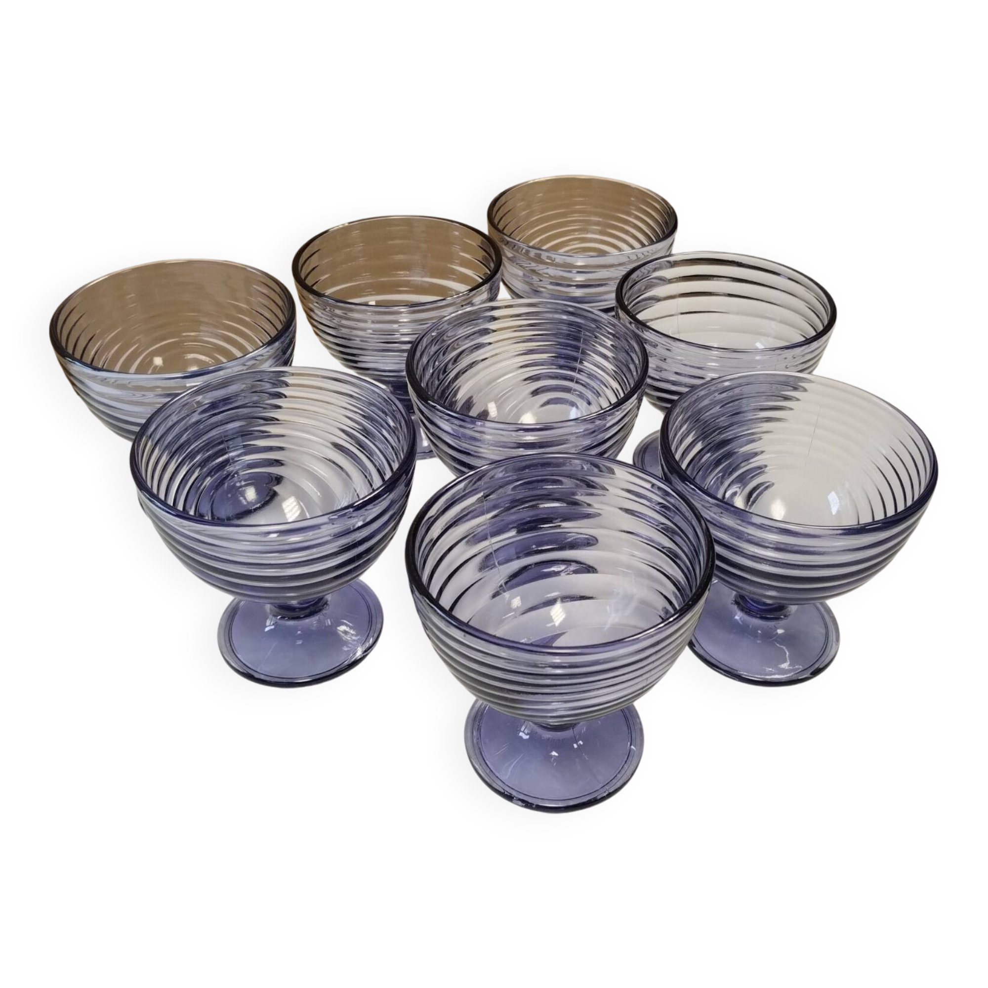 Set of 4 ARC Vintage Swirl Glass Dessert Cups