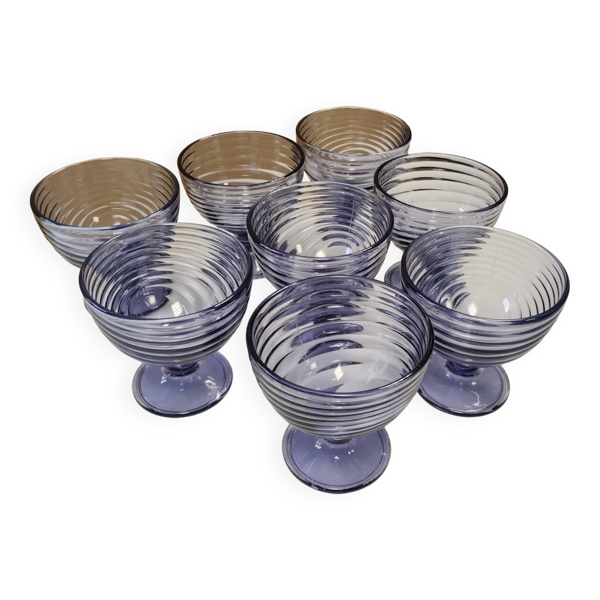 Lot de 4 coupes à dessert ARC vintage en verre tourbillon
