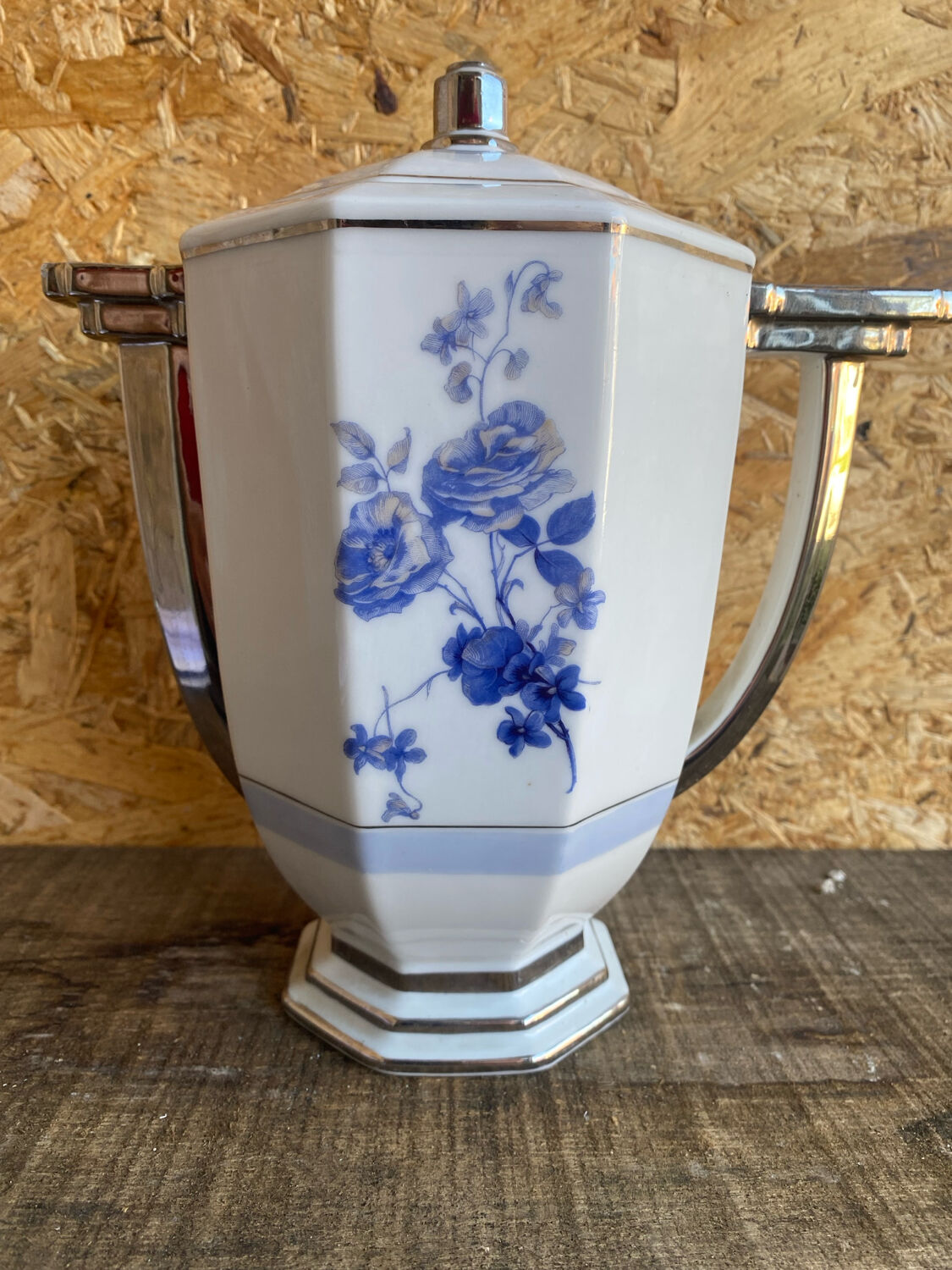 Antique art deco teapot porcelain limoges flower decor france vintage