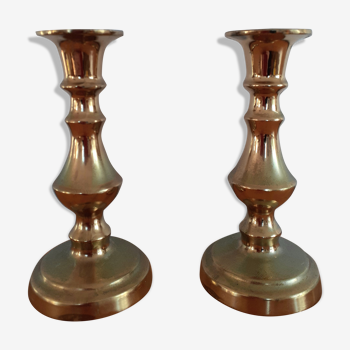 Pair of vintage brass candle holders made in england