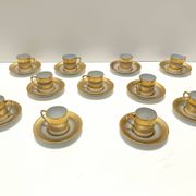 Set of Eleven Porcelain and Pure Gold Coffee Cups by Hutschenreuther, Germa