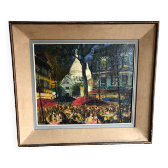 Huile sur toile Place du Tertre Paris par Malo