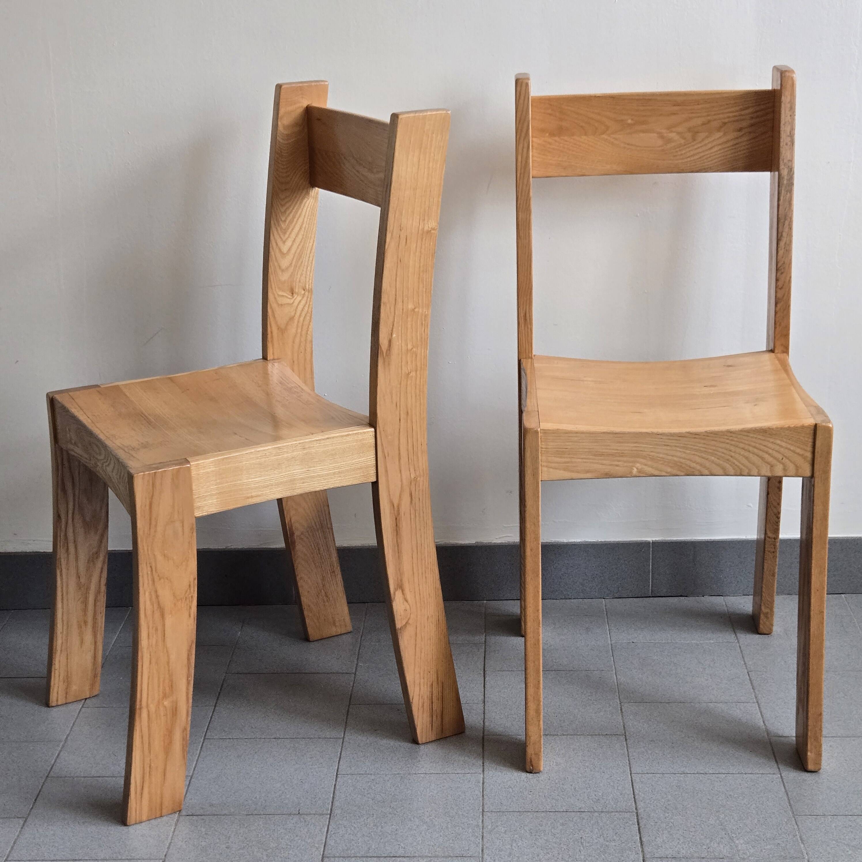 Pair of vintage 1970s elm chairs