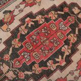 4x10 red & beige wool vintage rug 140x301cm