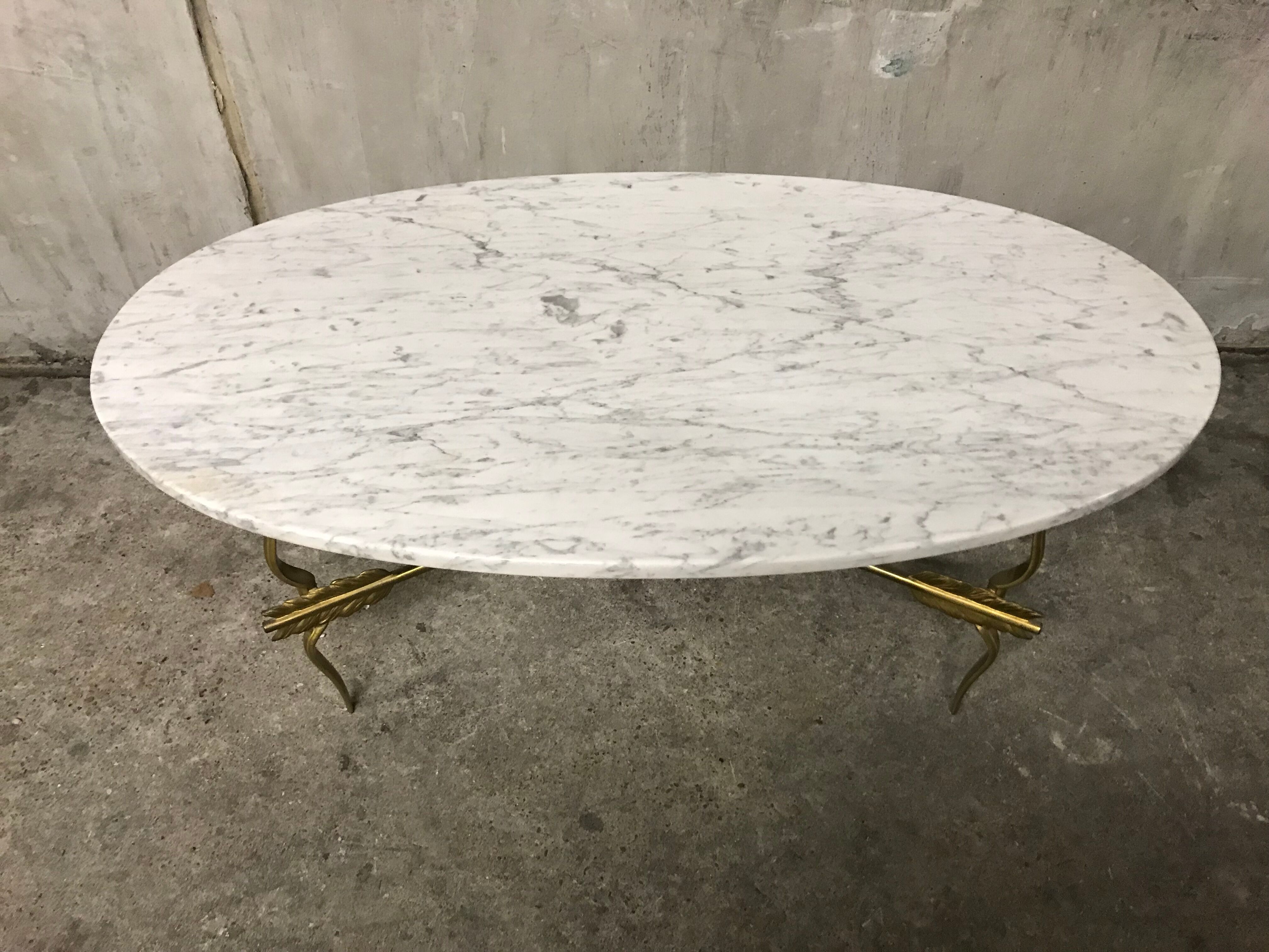 Table low brass marble 1950